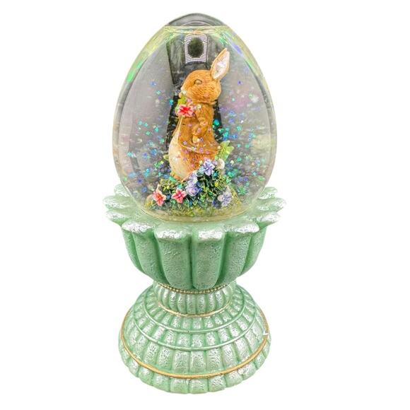Beatrix Potter Benjamin Bunny Egg Music Box Water Globe Für Elise Original Box - Picture 5 of 6